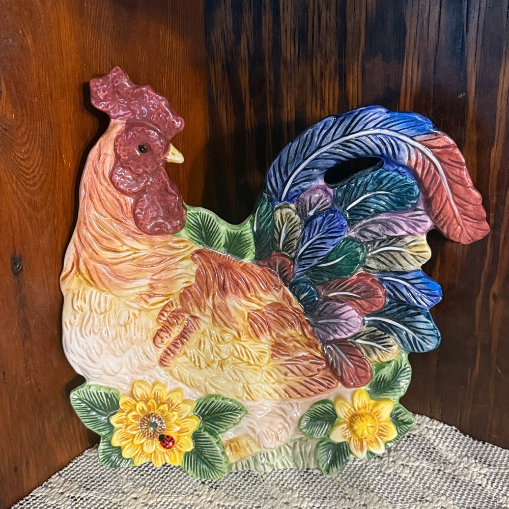 Fitz and Floyd Multicolor Rooster Platter